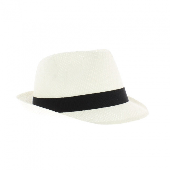 Chapeau trilby blanc paille enfant