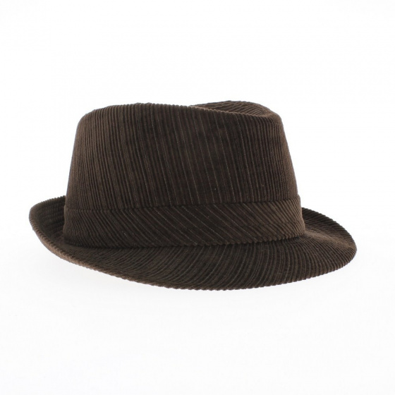 Brown velvet trilby hat