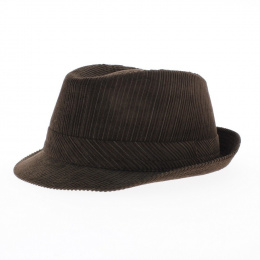 Brown velvet trilby hat