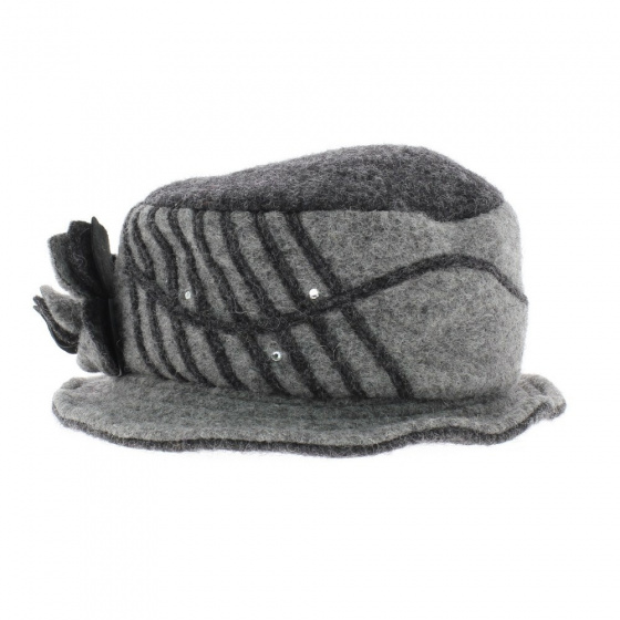 Chapeau laine bouillie fleur
