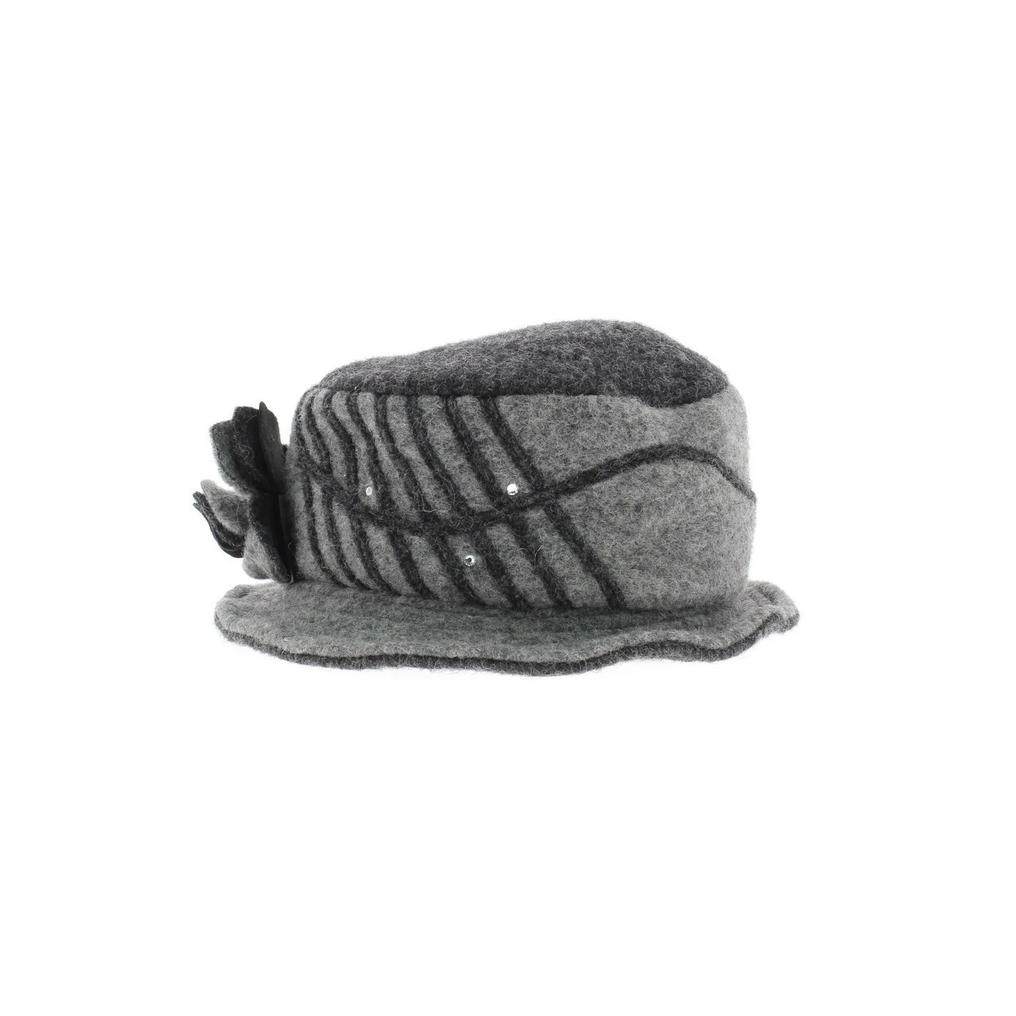 Chapeau laine bouillie fleur