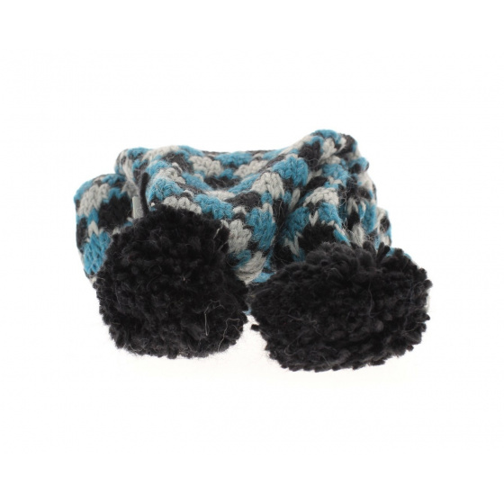 Echarpe avec pompon turquoise