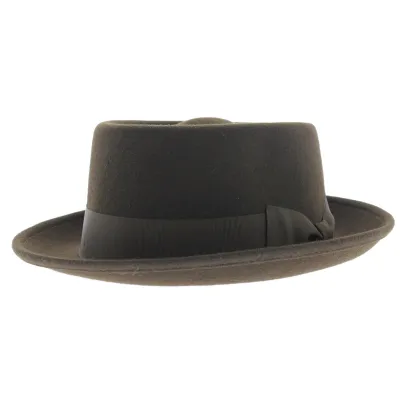 Brown porkpie hat