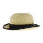 straw bowler hat with black ribbon 
