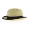 straw bowler hat with black ribbon 
