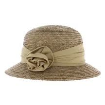 Beige straw cloche hat