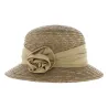 Beige straw cloche hat