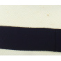 White straw hat with navy ribbon
