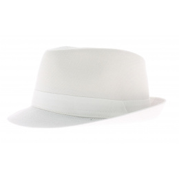 White cotton trilby hat