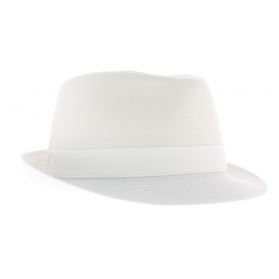 White cotton trilby hat