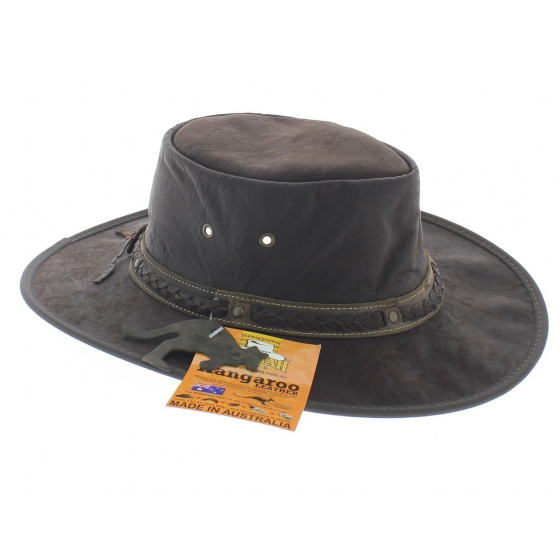 Chapeau cuir kangourou squashy marron