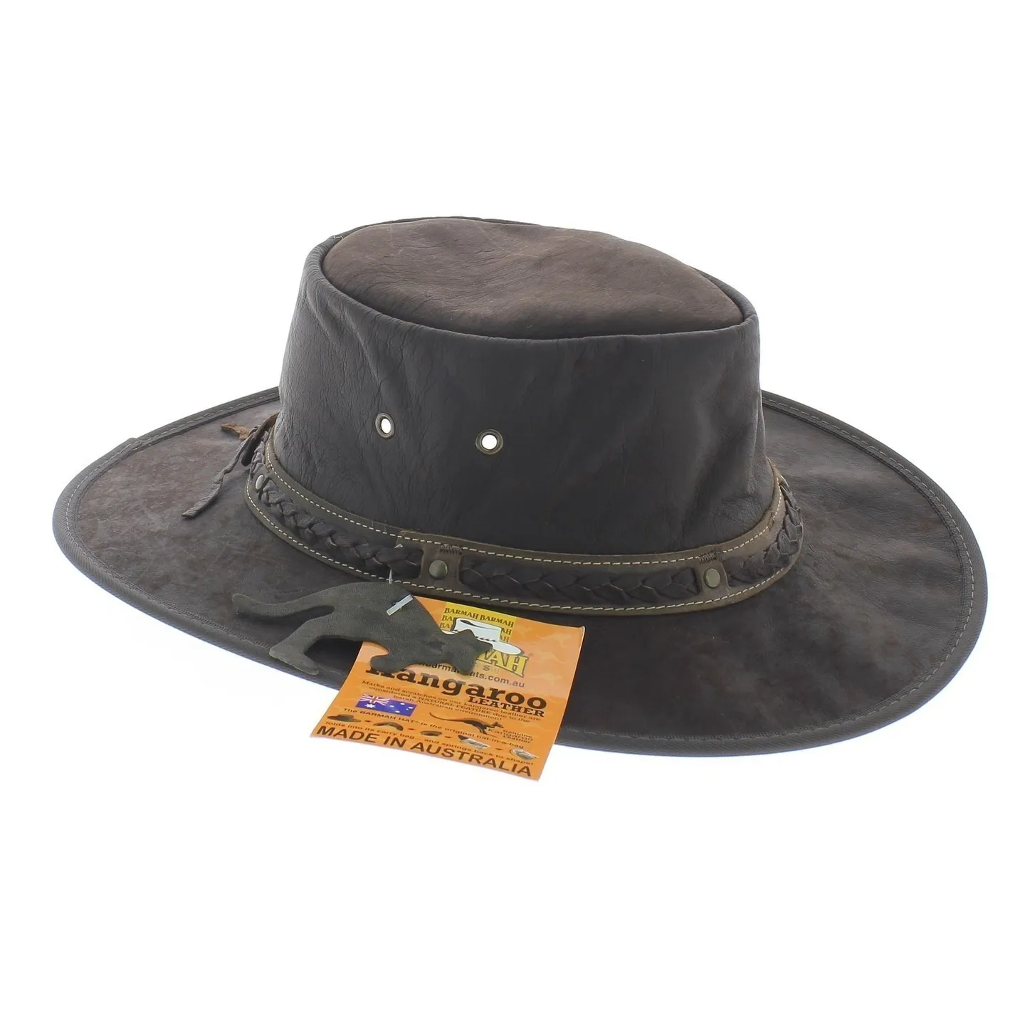 Chapeau cuir kangourou squashy marron