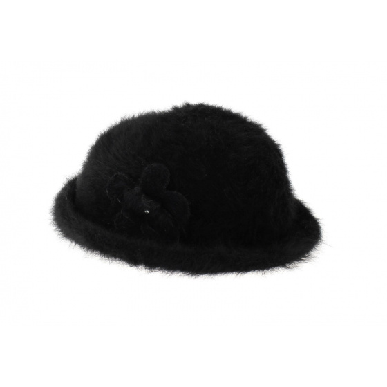 Black Angora Fee Hat