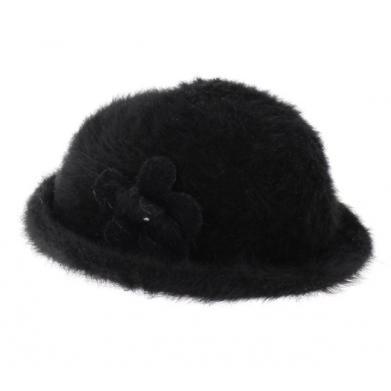 Black Angora Fee Hat