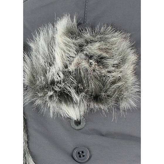 Children's anthracite faux fur trapper hat