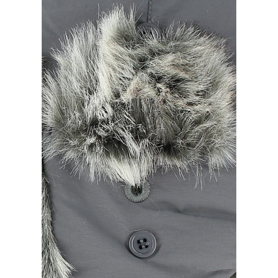 Children's anthracite faux fur trapper hat