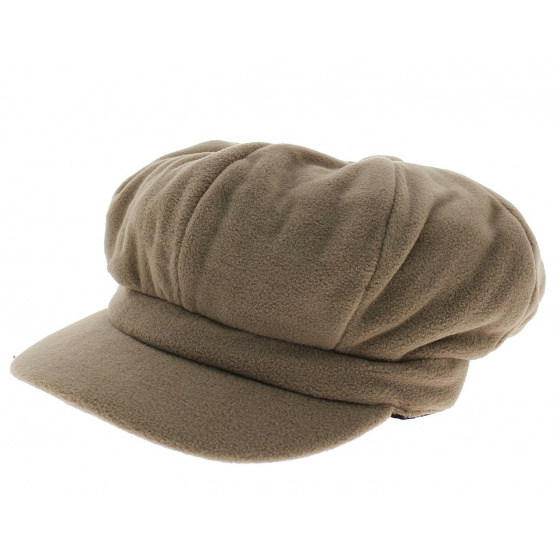 Beige fleece newsboy cap