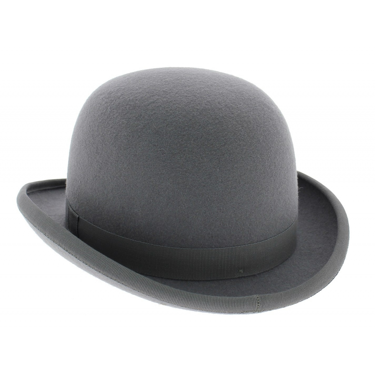 Premium Quality GREY Hard Top 100% Wool Felt Bowler Hat 