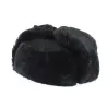 Leather & Sheepskin Traclet Ushanka Black Reference: 614 | Traclet Hat Shop