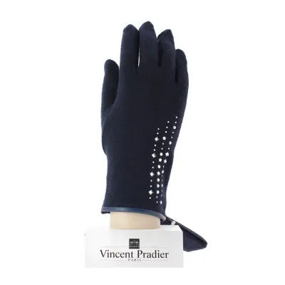 Gants Maya marine avec strass Reference : 4342 | Chapellerie Traclet
