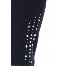 Maya navy gloves with rhinestones