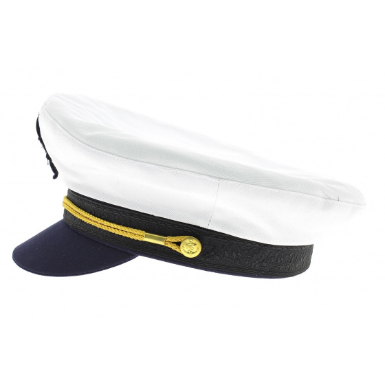 White Cotton Commodore Sailor Cap - Traclet White Cotton Commodore Sailor Cap - Traclet