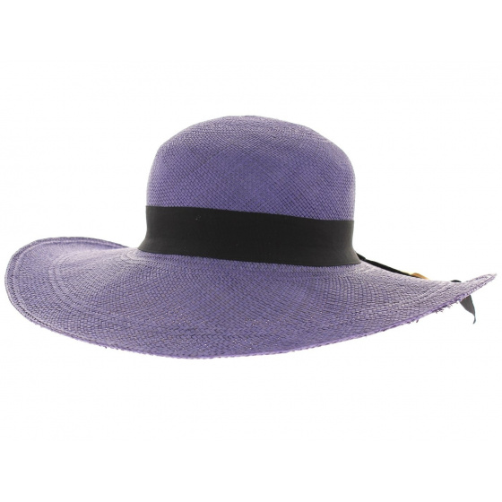 Blue Panama wide-brimmed hat