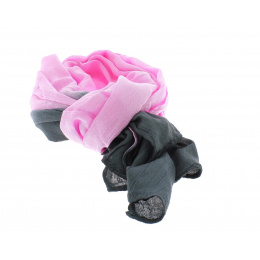 Chèche Touareg Bi Couleur Rose & Gris coton - Traclet
