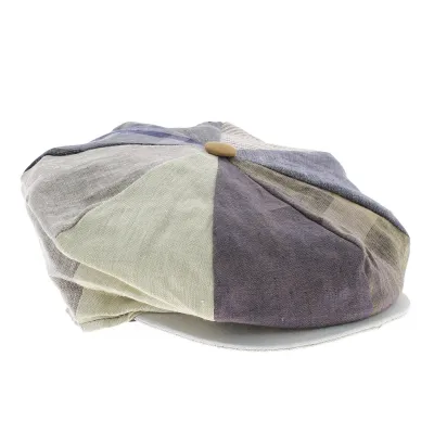 Irish Omagh 8-panel patchwork linen cap Reference: 4604 | Chapellerie Traclet