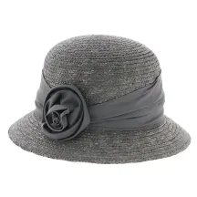 grey straw cloche hat - hat shop Reference: 4684 | Chapellerie Traclet