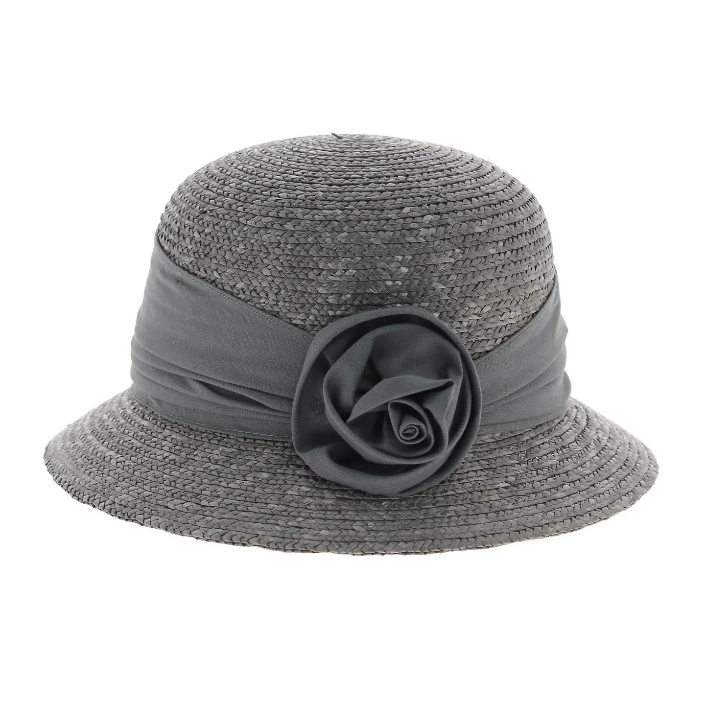 grey straw cloche hat - hat shop Reference: 4684 | Chapellerie Traclet