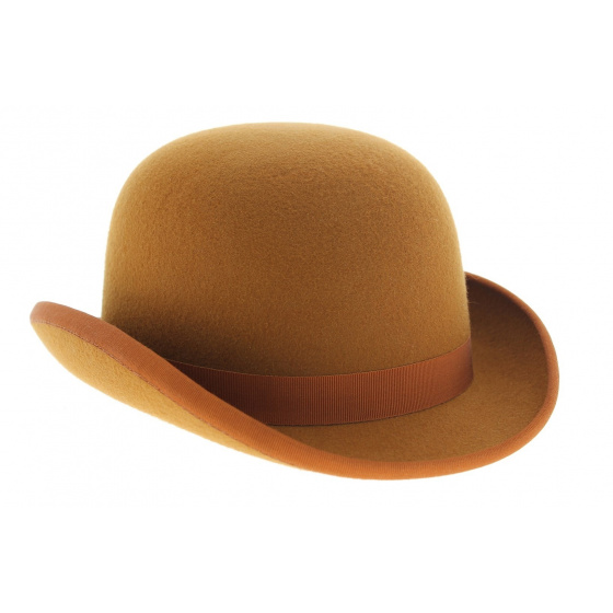 Orange Wool Felt Bowler Hat - Traclet