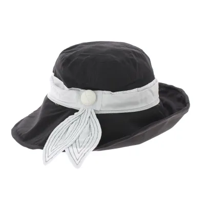 Nathalie Wide Brim Hat - 100% black cotton Reference: 1591 | Traclet Hat Shop