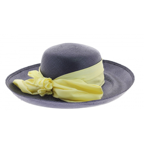 Blue sisal wide-brimmed hat