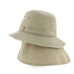 Chapeau Safari Tchad Cache Nuque UPF 50+ Beige - Crambes