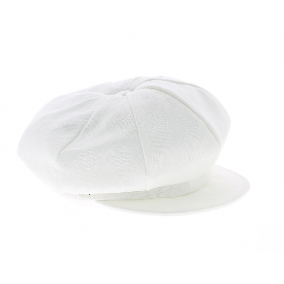 Anja White Linen Newsboy Cap - Mayser Anja White Linen Newsboy Cap - Mayser