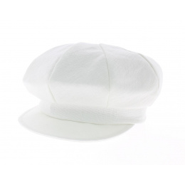 Anja White Linen Newsboy Cap - Mayser