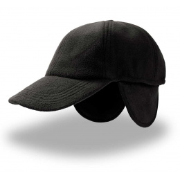 Black fleece cap with earflaps