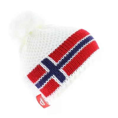 Bonnet Norvege Blanc Français tricote - le Drapo Reference : 2840 | Chapellerie Traclet