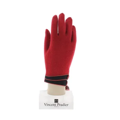 Women's Red Wool & Nylon Gloves - Vincent Pradier Reference: 723 | Chapellerie Traclet