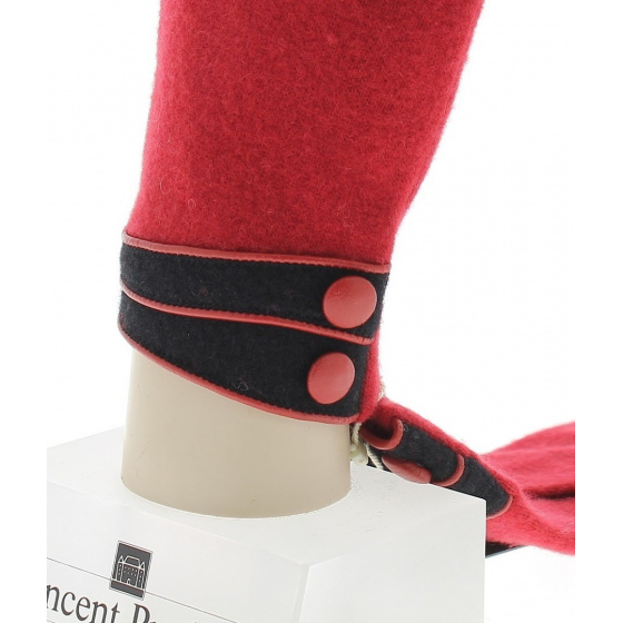 Women's Red Wool & Nylon Gloves - Vincent Pradier Women's Red Wool & Nylon Gloves - Vincent Pradier