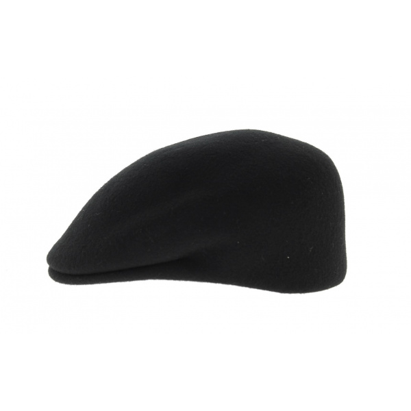 black felt flat cap