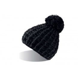 Black Twisted Cross Over Beanie - Atlantis