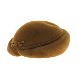 Rosalie Brown Fur Felt Tambourine Hat - Traclet