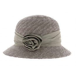 Chapeau cloche paille gris perle