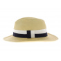 Panama hat fino aa with blue and white ribbon