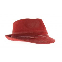 Chapeau trilby cuir rouge
