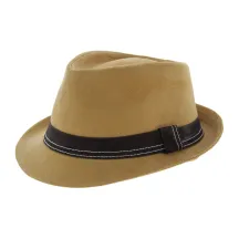 Chapeau Trilby cuir - Strike Marron - Boutique Traclet Reference : 5283 | Chapellerie Traclet
