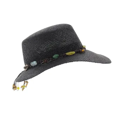 Guiditta - Casquette de paille noire Reference : 5299 | Chapellerie Traclet