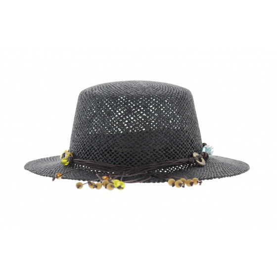 Giuditta - Casquette de paille noire Giuditta - Casquette de paille noire